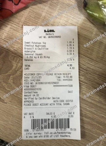 Lidl supermarket payment check